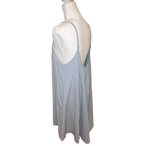 Wishlist Blue Gauze Swing Dress L Strappy Low Back Pockets Flowy - Image 8
