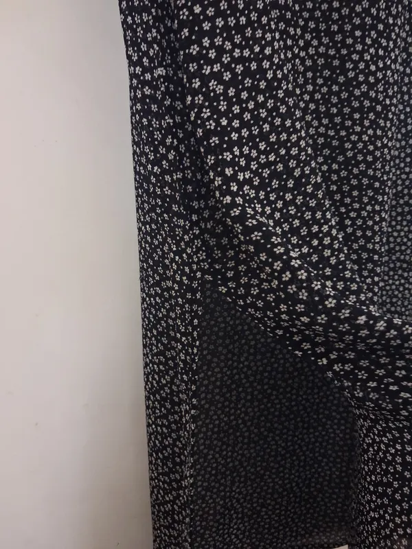 Women's Black Sheer Ditsy Floral Maxi Dress Whimsigoth Dark Romantic Grunge - Image 6