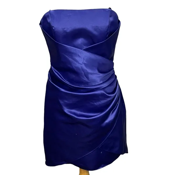 Y2K Strapless Star Box Dress‎ Purple Blue Ruched HOCO Special Occasion Womens L - Image 2