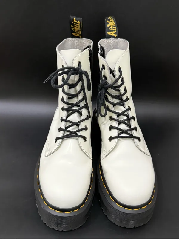 DR. MARTENS Jadon White Leather Chunky Platform Lace Up Boots Women’s Size US 9 - Image 3