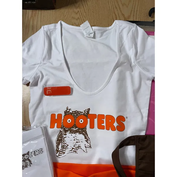 New Spirit 5pc Hooters girl Halloween Costume Shorts Pouch Socks Name Tag Xs 0-2 - Image 6