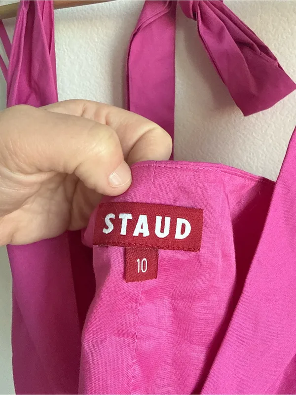 STAUD Kai Crisscross Halter Top Pink Tie Neck Bow Size 10 - Image 5