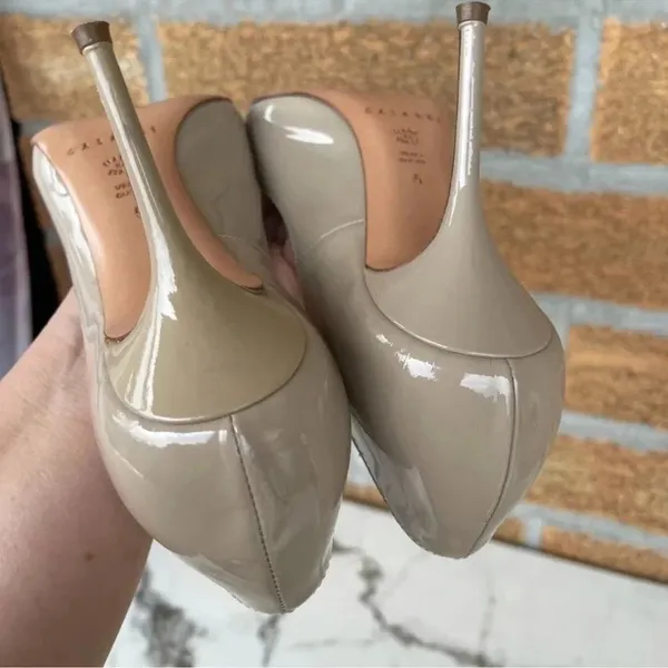 Casadei nude patent leather heels size 5 - Image 12