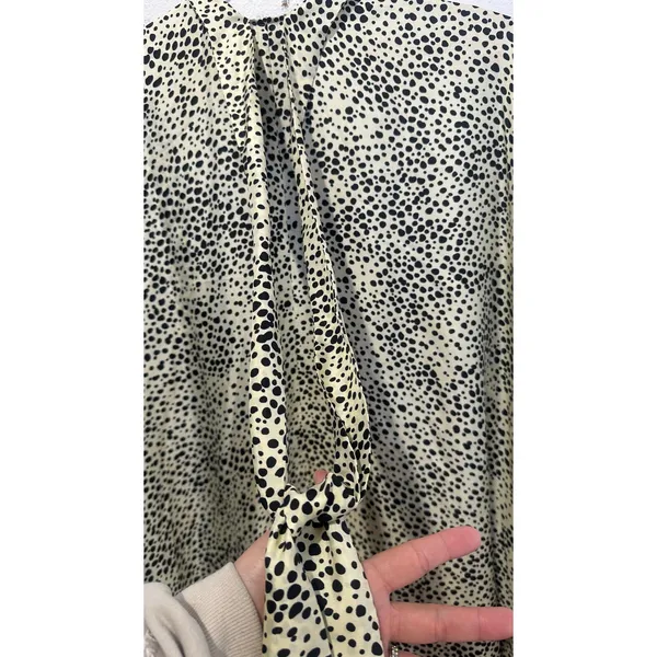 PETAR PETROV Neutral Light Green 100% Silk Black Spots Alex Silk Dress size XS - Image 8