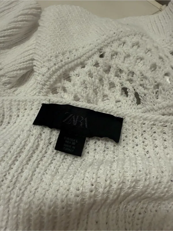Zara Cream Knit Camisole with Ruffled Hem - Image 3