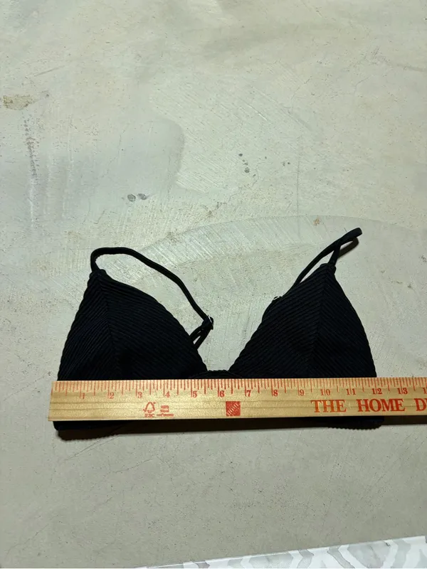 Hollister Black Ribbed Triangle Bikini Top small - Image 2