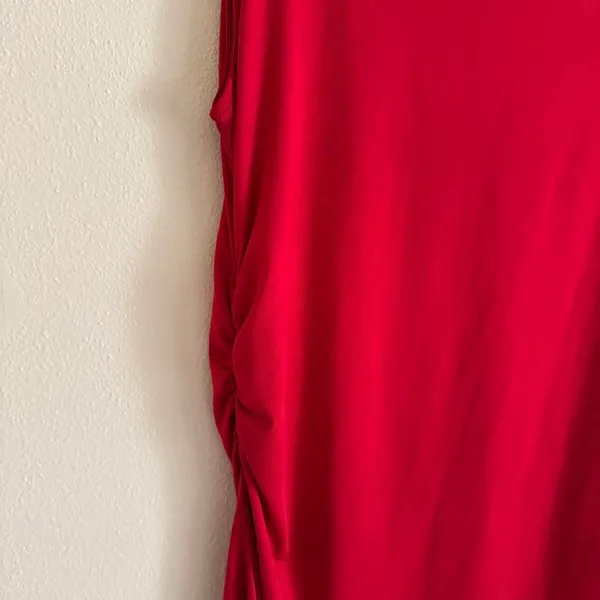 H&M Divided Red Ruched Side Sleeveless Fit & Flare Mini Dress L Y2K Party - Image 2