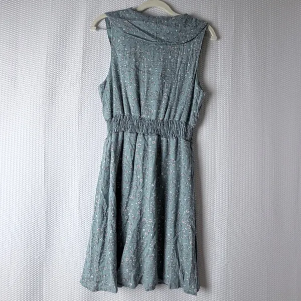 Floral‎ Mini Dress Women Small Sage Green Sundress Prairie Fairy Babydoll Gilli - Image 2