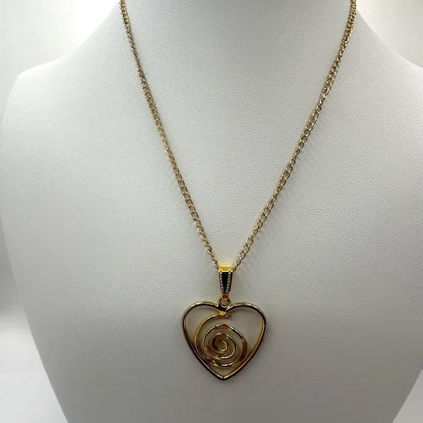 Gold tone heart swirl pendant necklace - Image 6