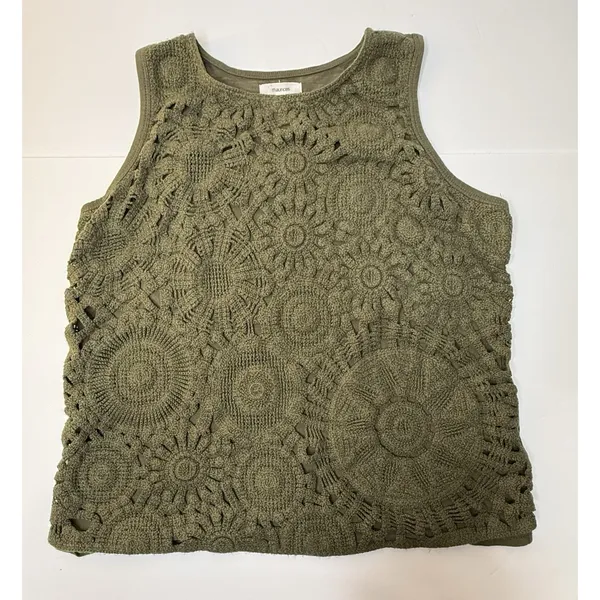 Maurices Crochet‎ Front Tank Top Womens Size M Olive Green Boho Peasant Hippie - Image 10