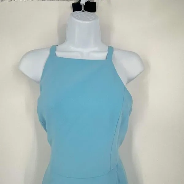 Amanda Uprichard‎ Women's Square Neck Tulip Hem Mini Dress Light Blue Size Large - Image 5