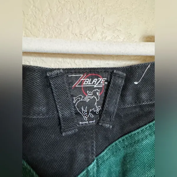 Vintage Blaze Equestrian Bareback‎ Riding Jeans Sz 26 Black Green Colorblock - Image 6