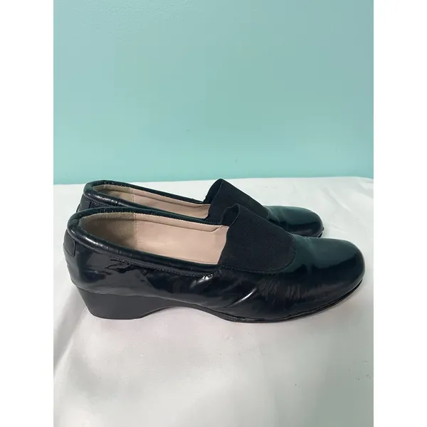 Taryn Rose Kendall Black Patent Square Toe Flats‎ 7.5 S-427 - Image 2
