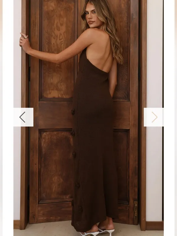 Frankie's Bikinis Floral knit halter maxi dress - Image 4