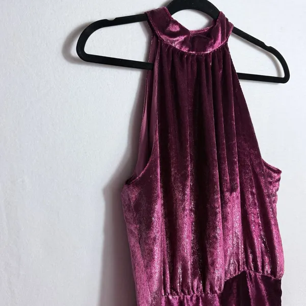 NEW Ramy Brook Deep Red Sparkle Velvet Velour Halter Neck Ellin Mini Dress Sz M - Image 7