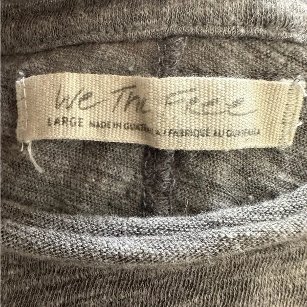 We The Free Free People Be My Baby Long Sleeve Knit Top Size Large Gray Neutral Minimalist - Image 4