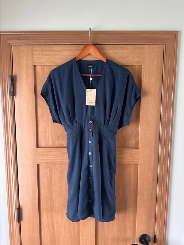 NWT Quince Vintage Wash Tencel Button Front Dress in Midnight Blue Women’s Small - Image 12
