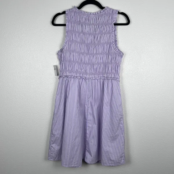 Old Navy Womens‎ Fit & Flare Smocked Bodice Mini Dress Purple Striped M NWT - Image 6
