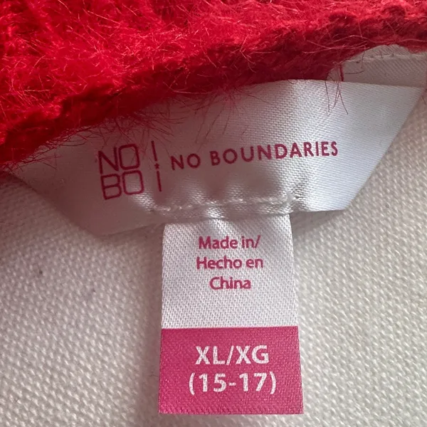 No Boundaries Red Off-the-Shoulder Sweater with Pearl Details - Image 6