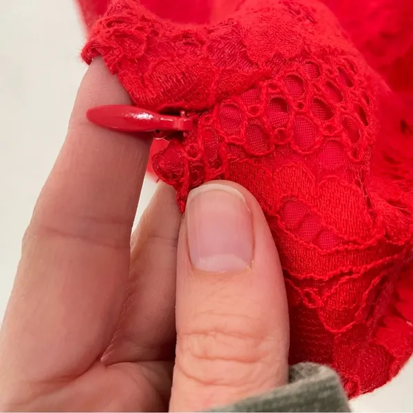 For Love & Lemons Red Lace Mini Skirt Womens S Girly Coquette Romantic Stretch - Image 3