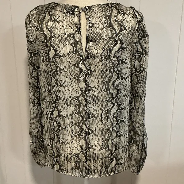Vici Snake Print Long Sleeve Blouse - Black & White - Image 3