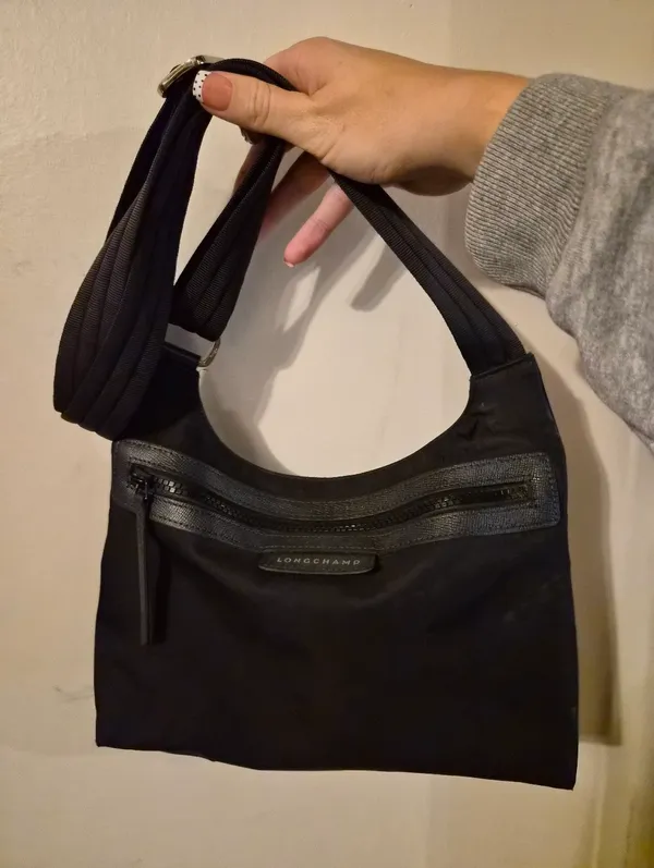 Longchamp Black Nylon Shoulder Bag Adjustable Crossbody Purse - Image 2