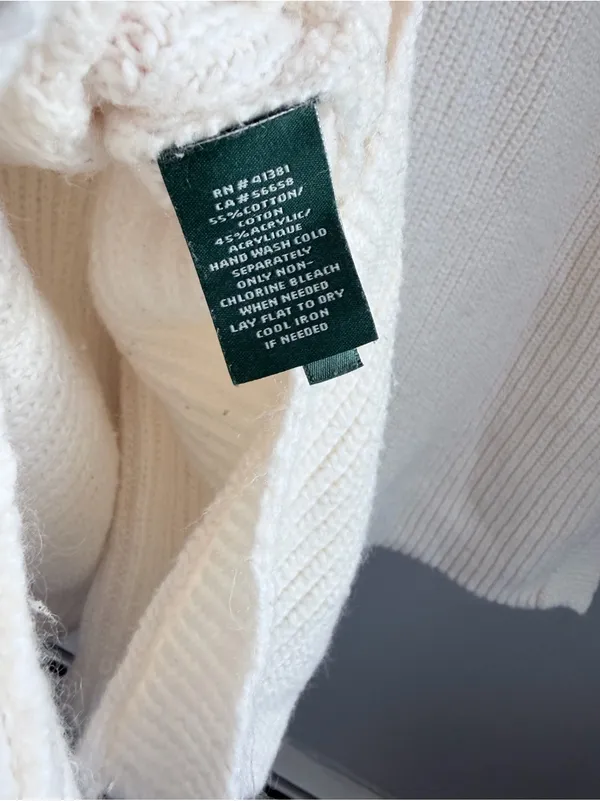 Lauren Ralph Lauren Cream Cable Knit Mock Neck Sweater Vest 2X - Image 3