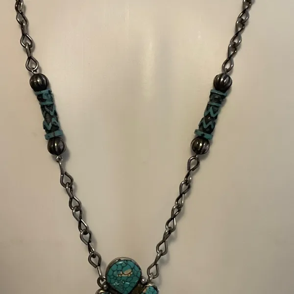 Turquoise Statement Necklace Silver - Image 3