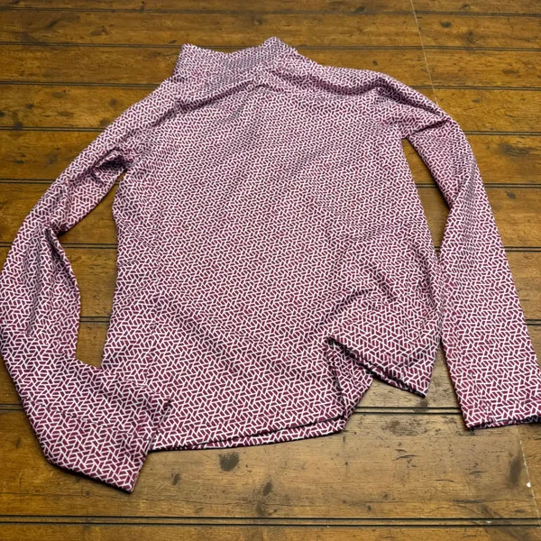 Lady Hagen Womens Geometric Print Quarter Zip Long Top XS Burgundy White‎ Golf - Image 4