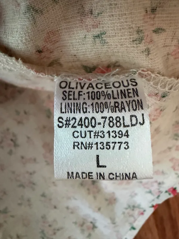 NWT Olivaceous Women’s Floral Print A-Line Dress Linen, Sz L - Image 11