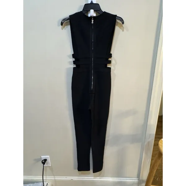 Tiger Mist black jumpsuit featuring a deep plunging neckline Size Small Cutouts - Image 3