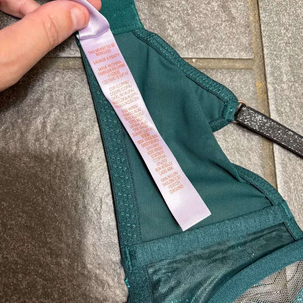 Savage X Fenty Shining Star Embroidered Unlined Demi Bra Wildflower Blue 32D - Image 7