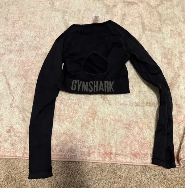 Gymshark Flex Sports Long Sleeve Crop Top Black - Image 2