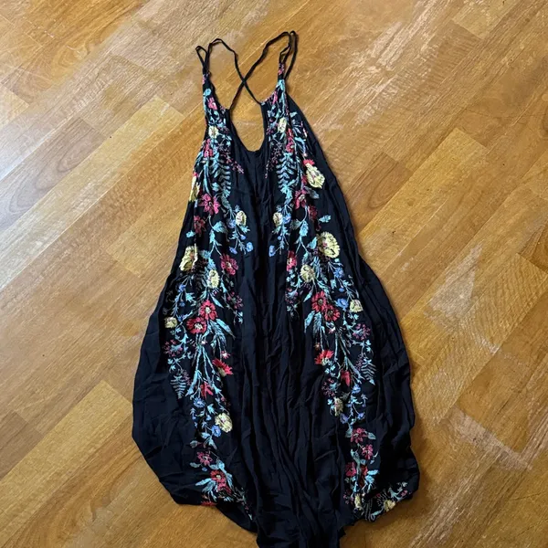 Free People Black Dress with Floral - Image 3