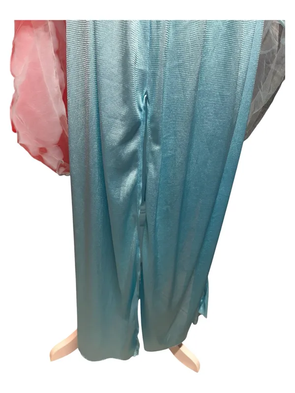 Long Tulle Evening Aqua V-Neck Halter Dress with Slit Bridesmaid Wedding - Image 5