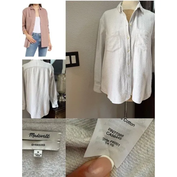 Madewell oversized ex-boyfriend cotton flannel M Oversized Staple Neutral￼ - Image 2