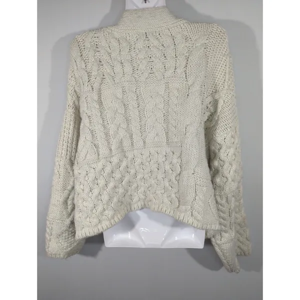 Zara Wool Blend Chunky Cream Button Down Oversized Cozy Cardigan Women's‎ Medium - Image 5