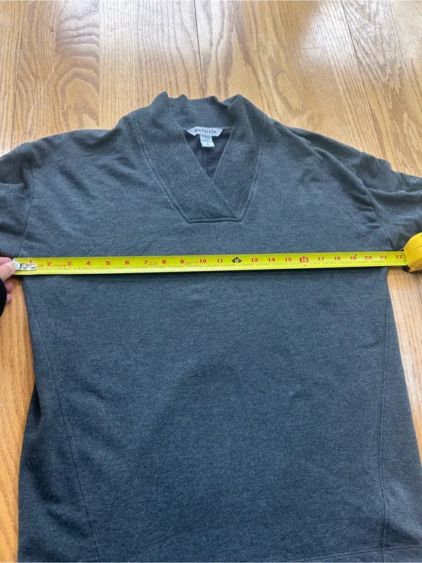 Athleta Clarity V-Neck Sweatshirt Womens Small S‎ Gray Shawl Neck Nirvana L/S - Image 8