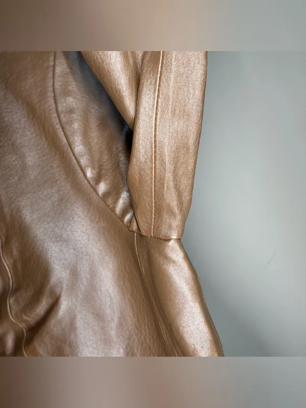Chadwicks Vintage Y2K Champagne Gold Metallic Leather Blazer Tailored Capsule - Image 9