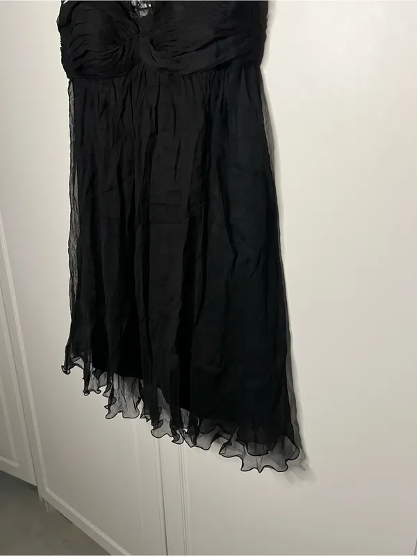 Y2K Vintage Dolce Jovani Silk Beaded Lace Cocktail Dress - Image 6