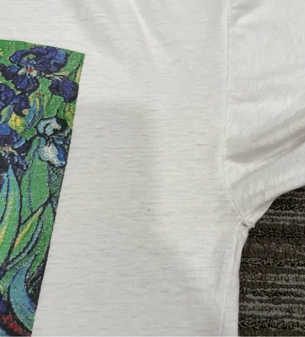 Vintage 90s Van Gogh Irises Painting Single Stitch Tee Tshirt Graphic Art L/XL - Image 14