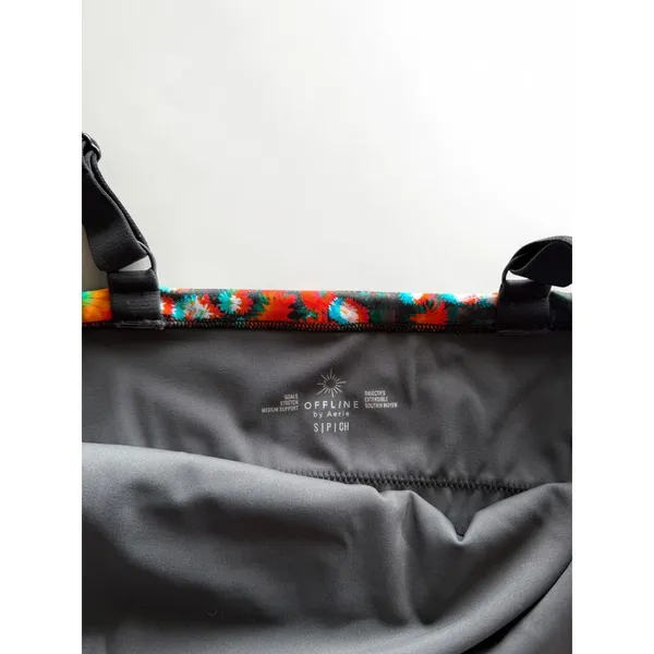 OFFLINE by Aerie Goals Floral Medium Support Sports Bra Black Multi S NWT - Image 4