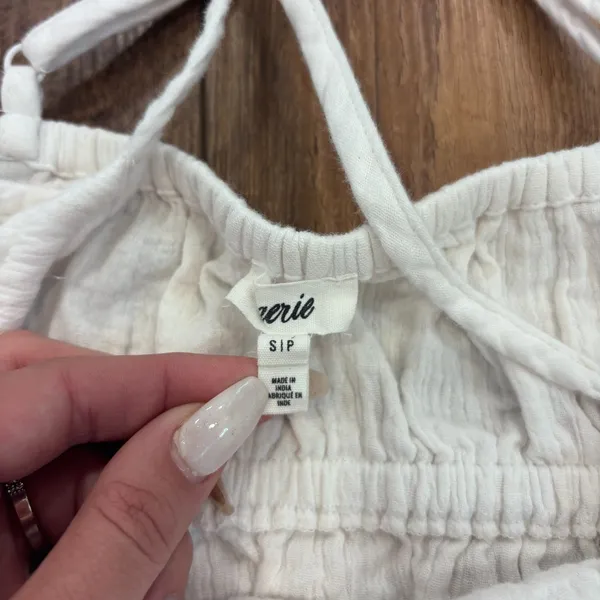 Aerie Cotton Lightweight Raw Hem White Women's Size Small Summer Dress Beach - Image 4