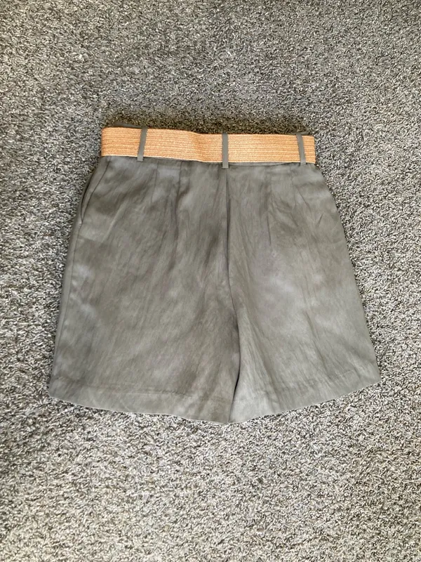 Zara High Waisted Linen Blend Bermuda Shorts Belted Size S NWT - Image 9