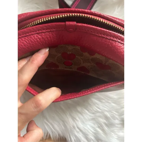 Coach Camera Bag Signature Canvas Heart Print Crossbody C8390 - Image 6
