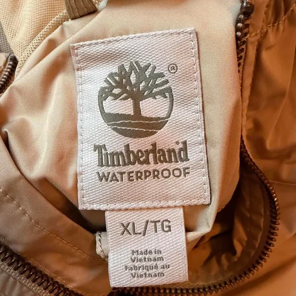 Timberland Waterproof Funnel Neck Cinched Waist Jacket Women XL Khaki - Image 2