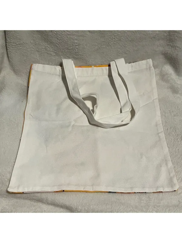 Yellow Cat Print Canvas Tote Bag - Image 2