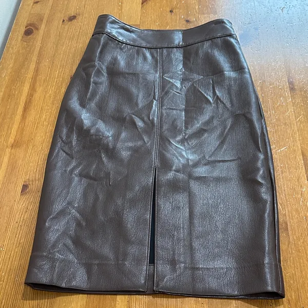 Babaton Brown Vegan Leather Pencil Skirt - Image 4