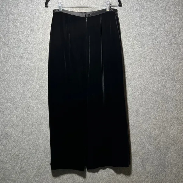 Ann Taylor Loft Black Velvet Maxi Skirt‎ Silk Blend Vintage 90s Size 8 Made USA - Image 5