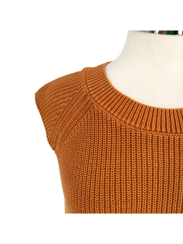 Young Fabulous and Broke Coastal Minimalist Beau Sleeveless Knit Sweater Vest Rust Brown Size Small - Image 3
